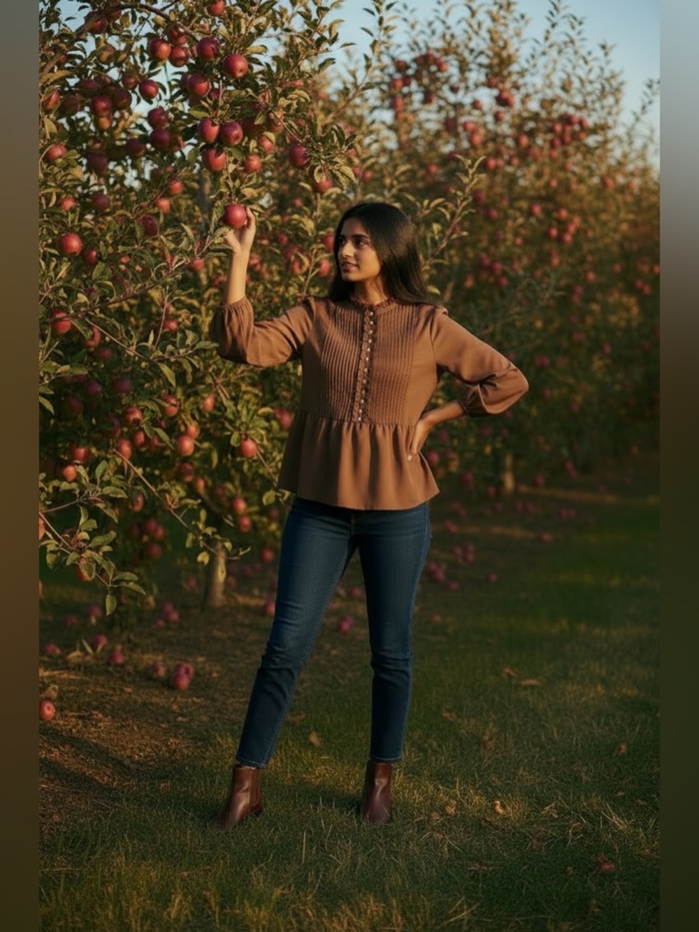Garnet Hill Chocolate Brown Pintuck Peasant Blouse - Picture 5 of 14